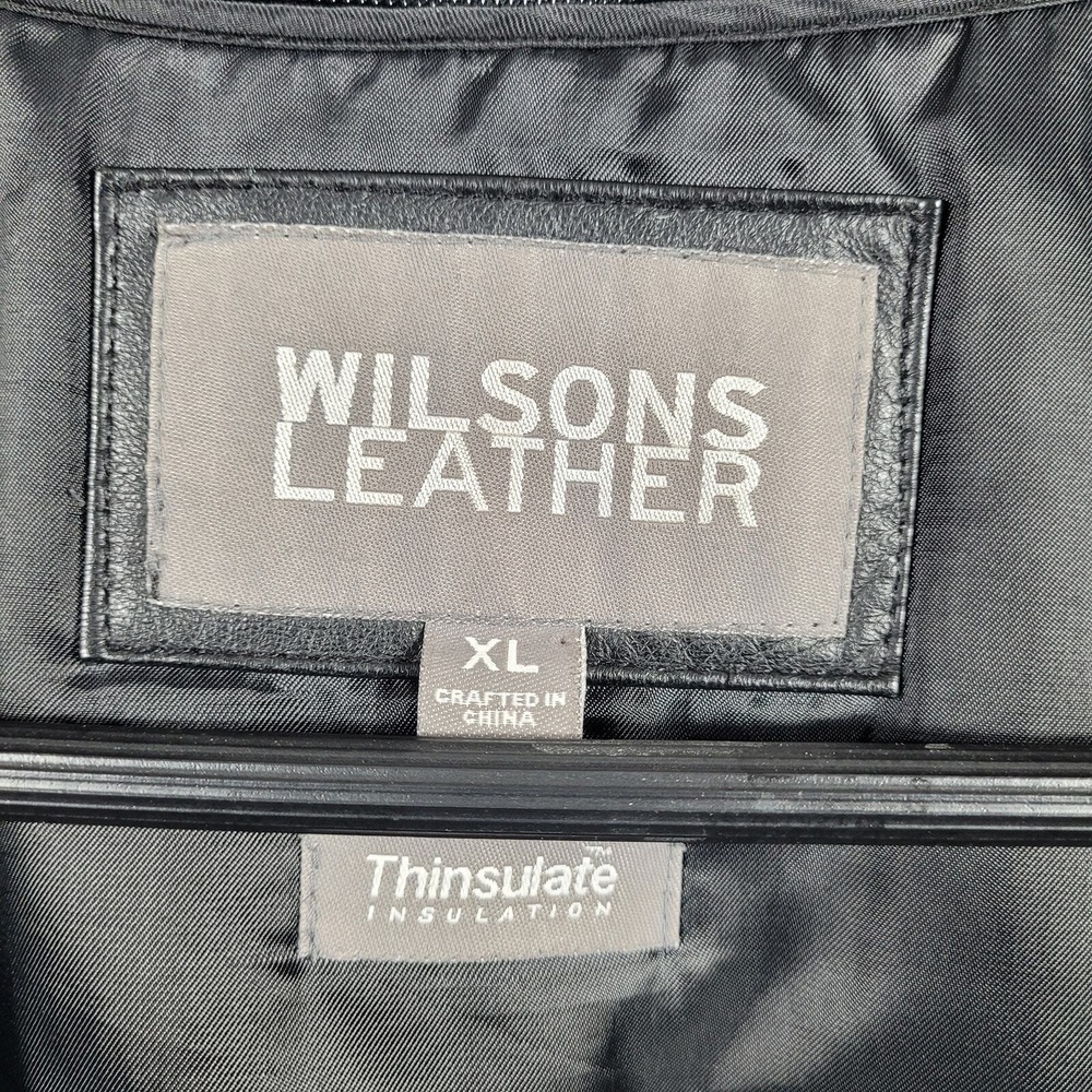 Wilson's Leather 3/4 LENGTH 100%‎ Leather Thinsulate Ultra Black Coat XL VINTAGE